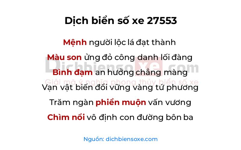 Dịch thơ biển số 27553