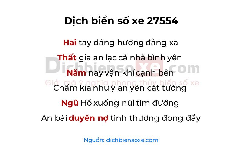 Dịch thơ biển số 27554