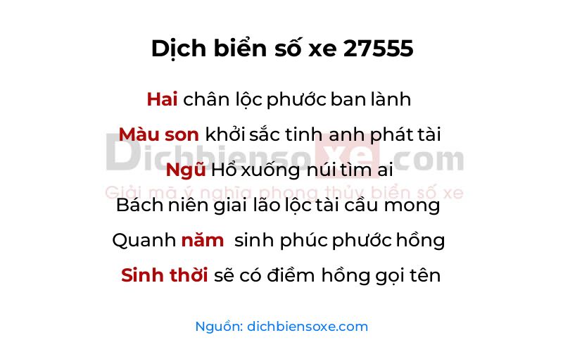 Dịch thơ biển số 27555