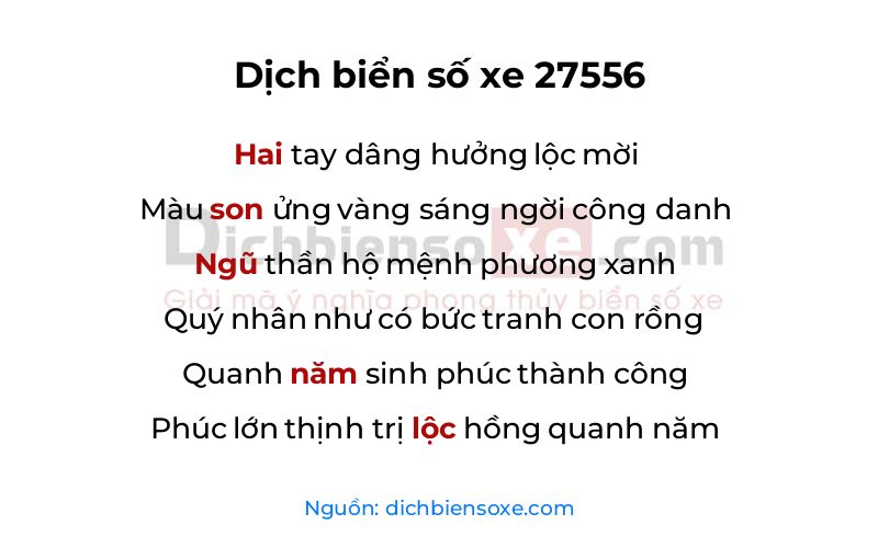 Dịch thơ biển số 27556