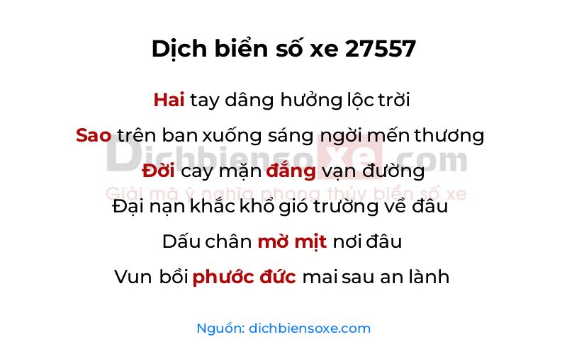 Dịch thơ biển số 27557