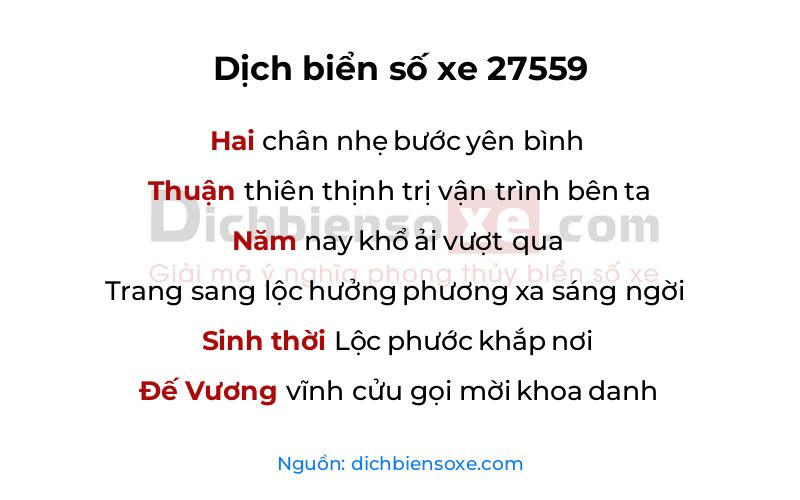 Dịch thơ biển số 27559