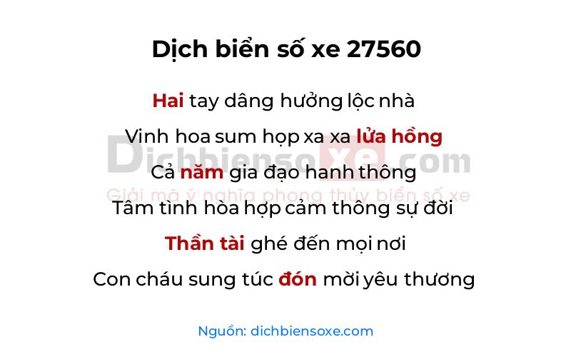 Dịch thơ biển số 27560