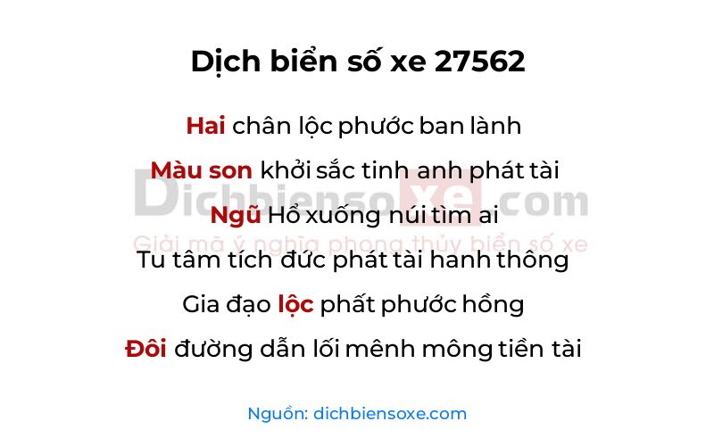 Dịch thơ biển số 27562
