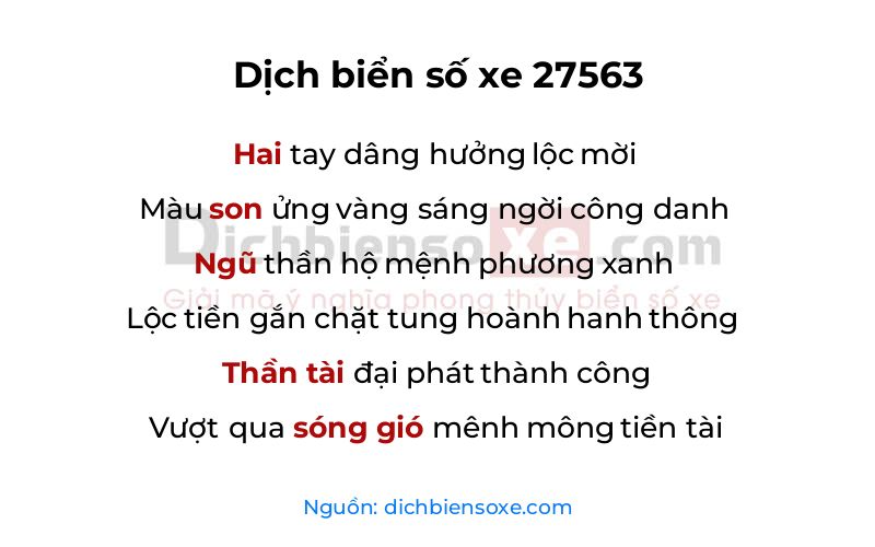Dịch thơ biển số 27563