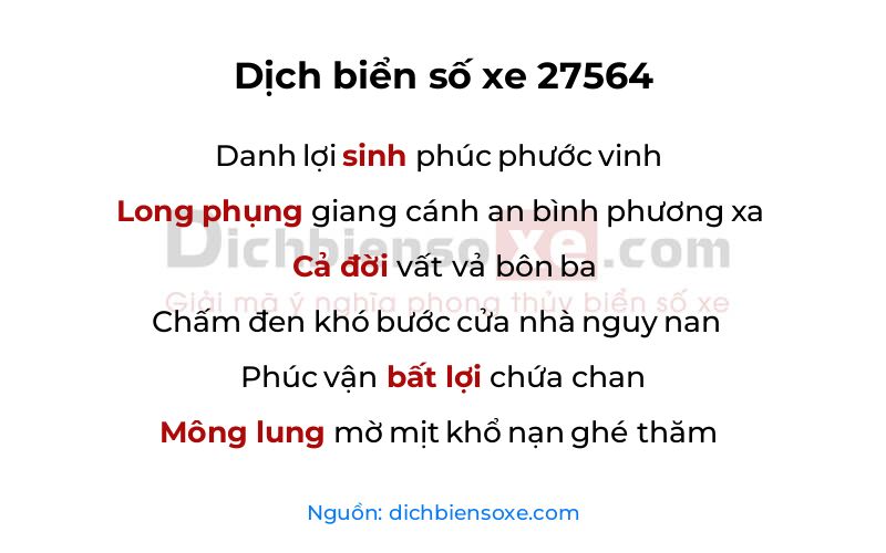Dịch thơ biển số 27564