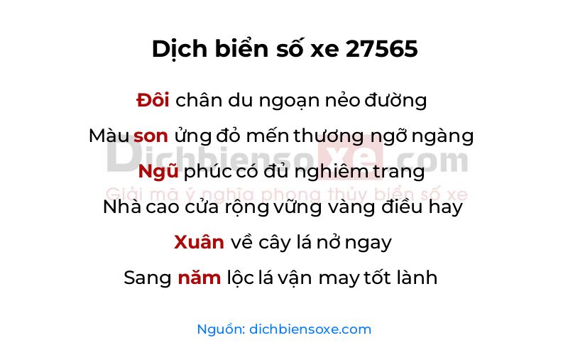 Dịch thơ biển số 27565
