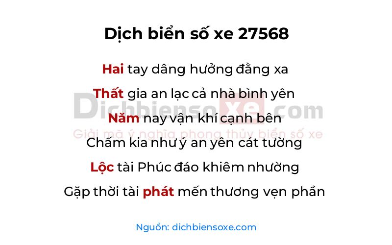 Dịch thơ biển số 27568