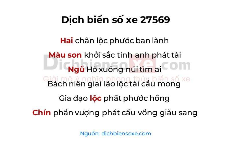 Dịch thơ biển số 27569