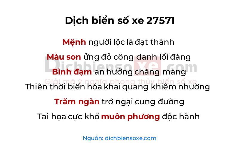 Dịch thơ biển số 27571