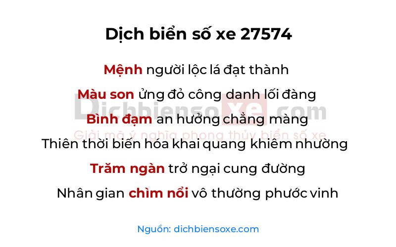 Dịch thơ biển số 27574