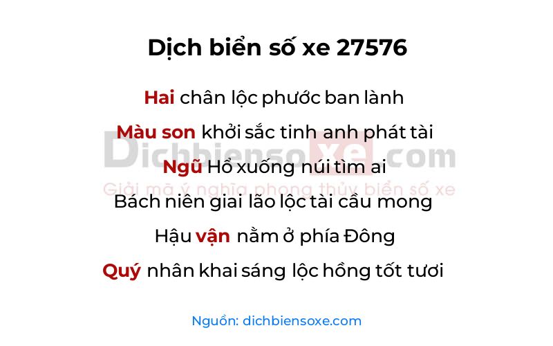 Dịch thơ biển số 27576