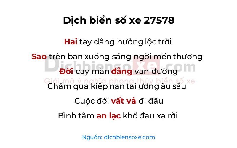 Dịch thơ biển số 27578