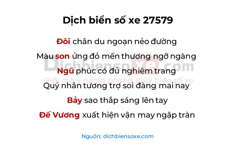 Dịch thơ biển số 27579
