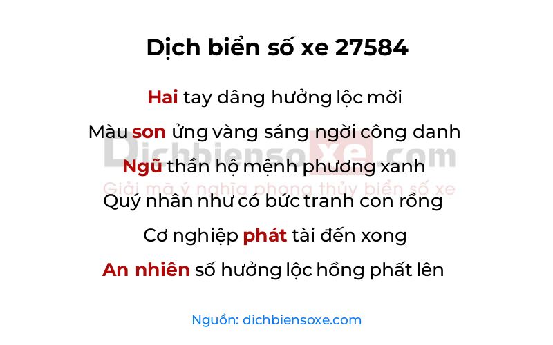 Dịch thơ biển số 27584
