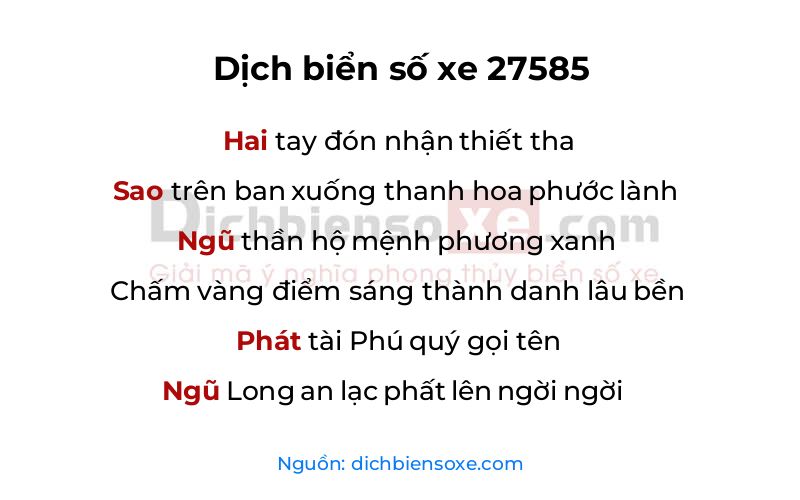 Dịch thơ biển số 27585