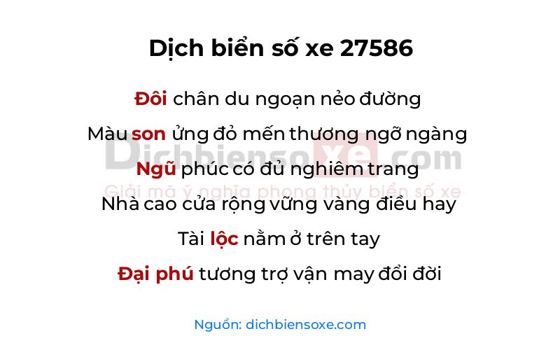 Dịch thơ biển số 27586