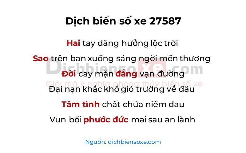 Dịch thơ biển số 27587