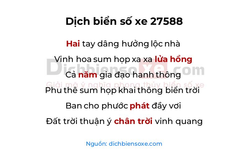 Dịch thơ biển số 27588