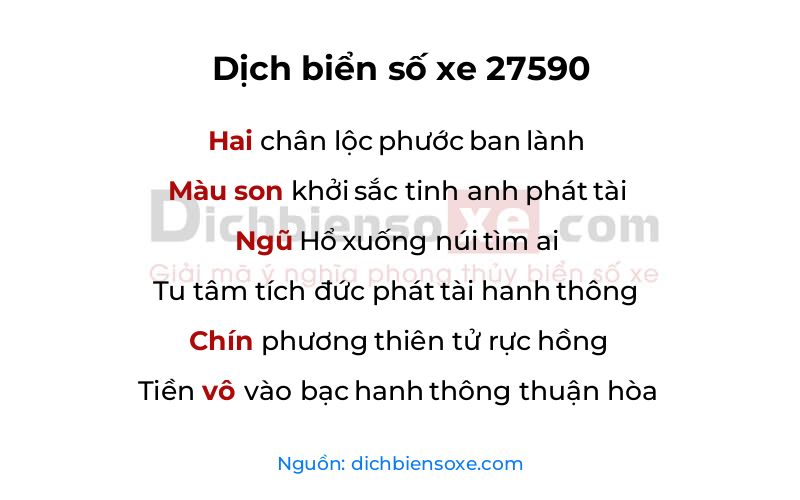 Dịch thơ biển số 27590