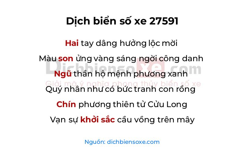 Dịch thơ biển số 27591