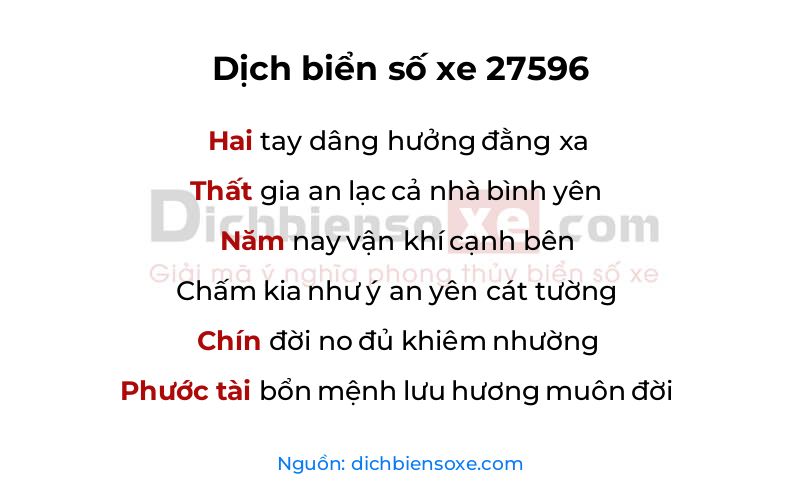 Dịch thơ biển số 27596