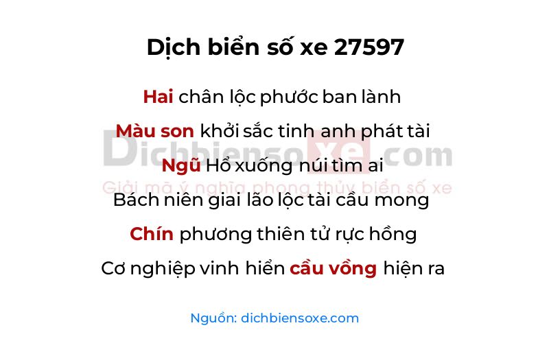 Dịch thơ biển số 27597