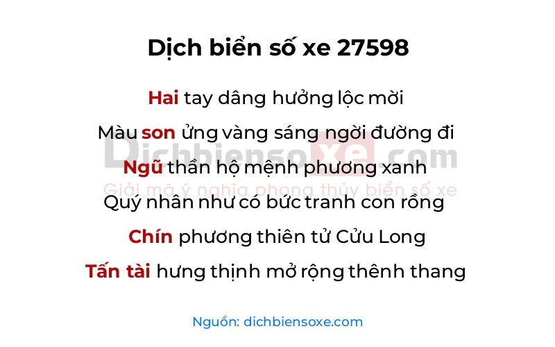 Dịch thơ biển số 27598