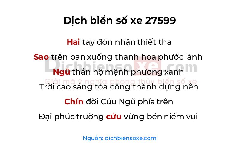 Dịch thơ biển số 27599