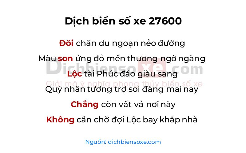 Dịch thơ biển số 27600