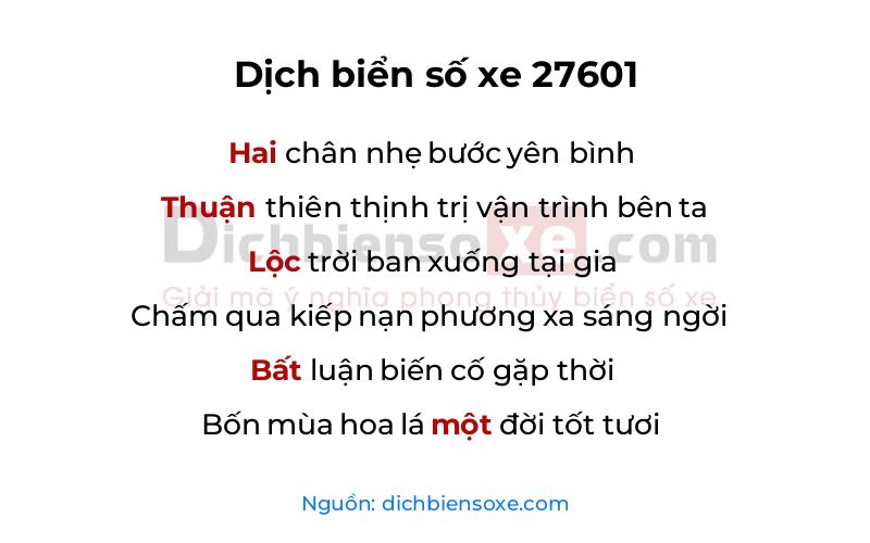 Dịch thơ biển số 27601