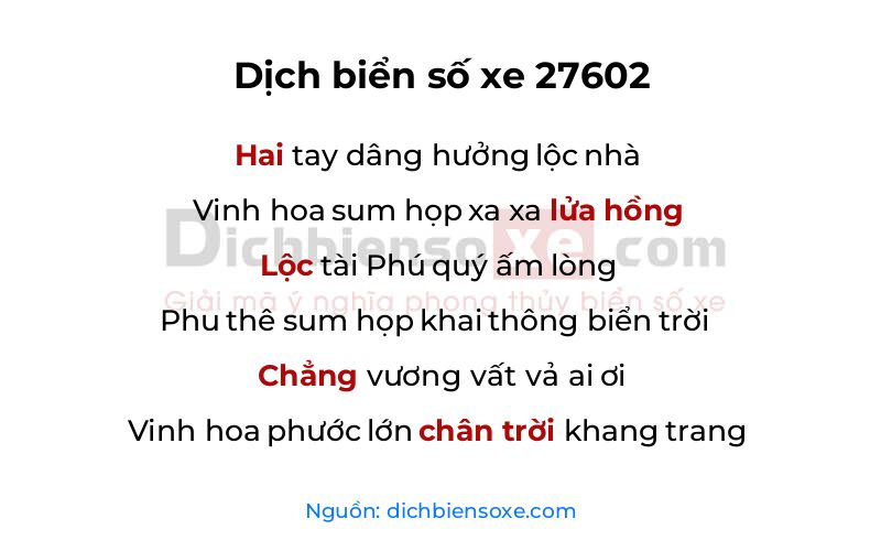 Dịch thơ biển số 27602