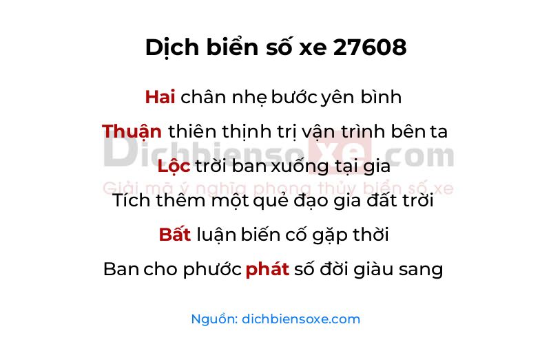 Dịch thơ biển số 27608