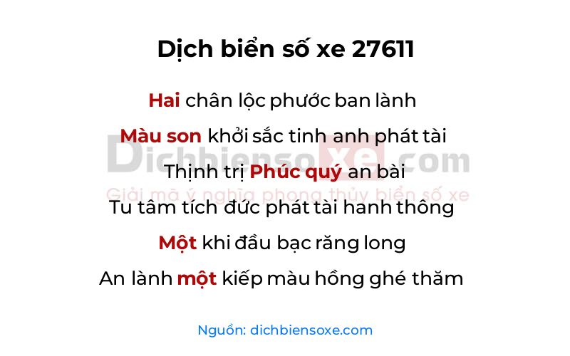 Dịch thơ biển số 27611