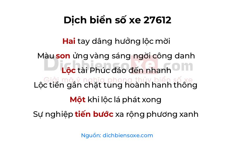 Dịch thơ biển số 27612