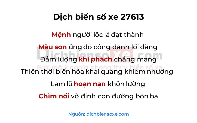Dịch thơ biển số 27613