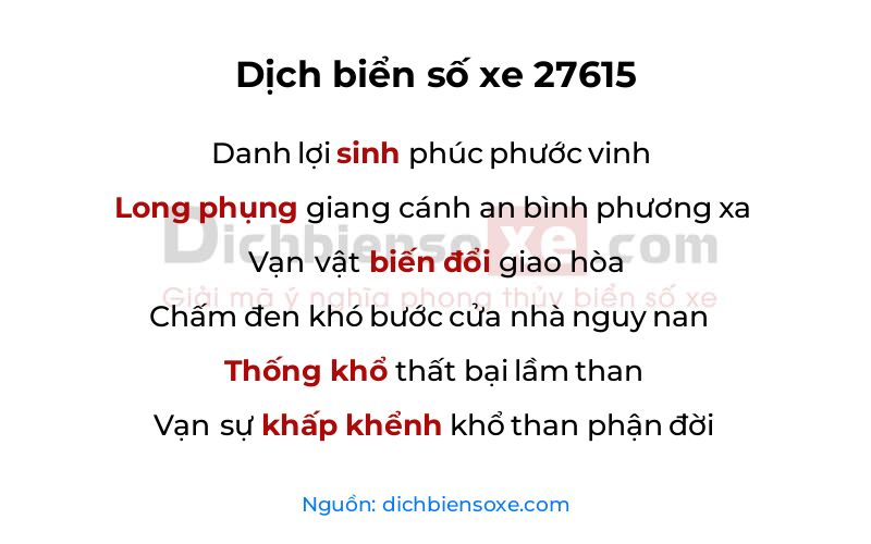 Dịch thơ biển số 27615