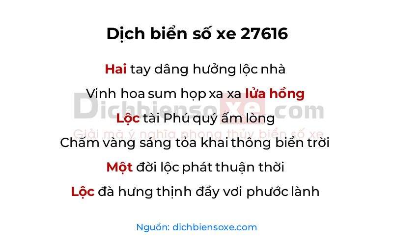 Dịch thơ biển số 27616
