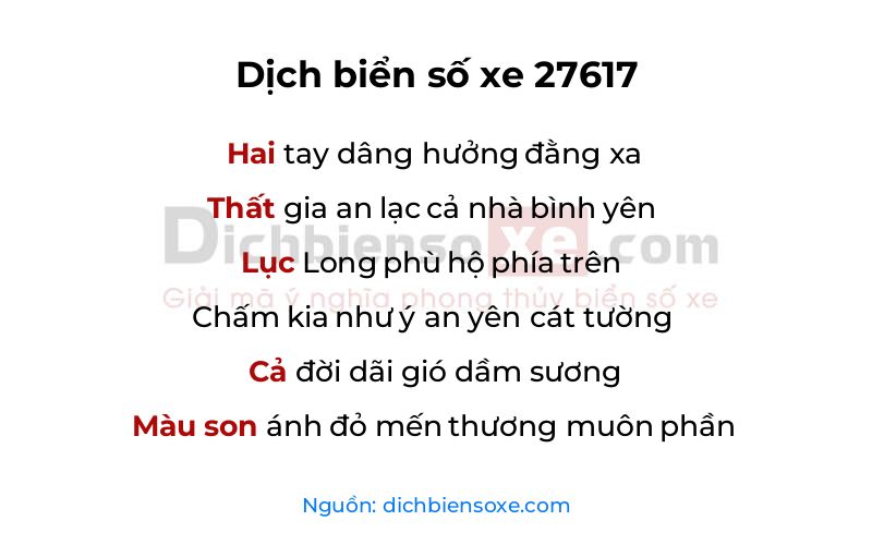 Dịch thơ biển số 27617