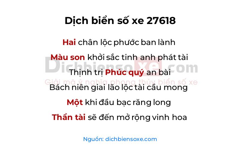 Dịch thơ biển số 27618