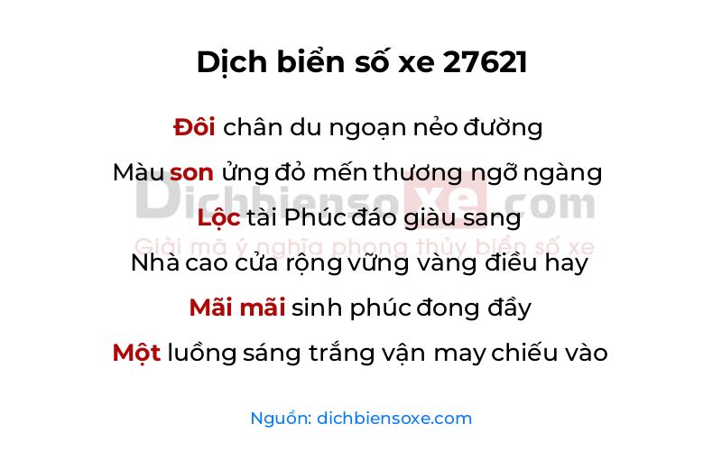 Dịch thơ biển số 27621