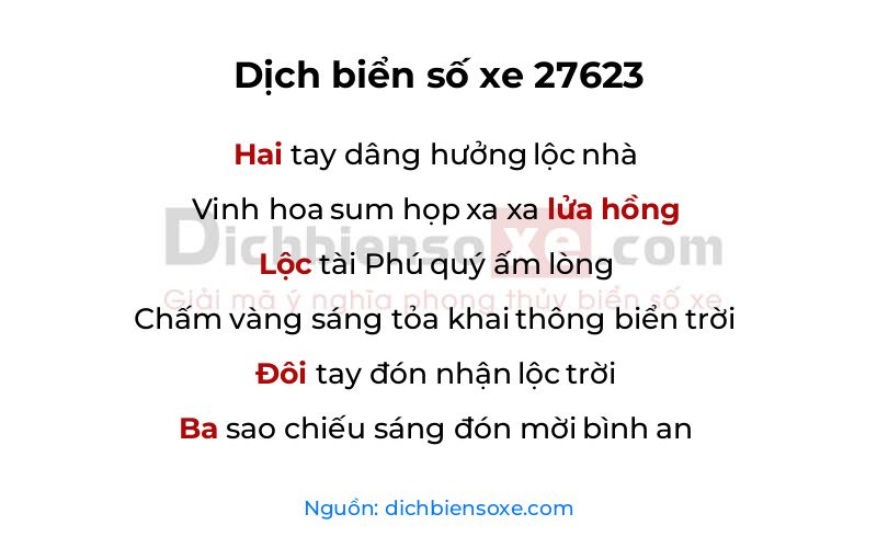 Dịch thơ biển số 27623