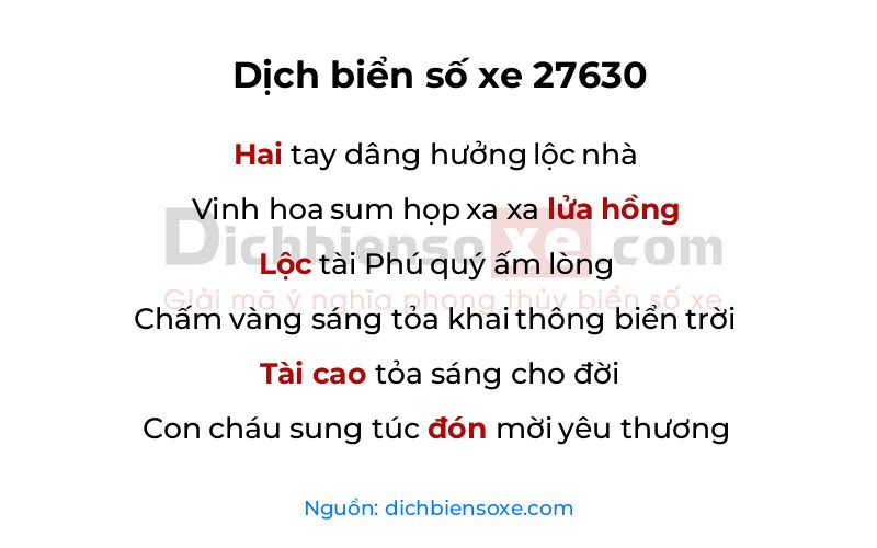 Dịch thơ biển số 27630