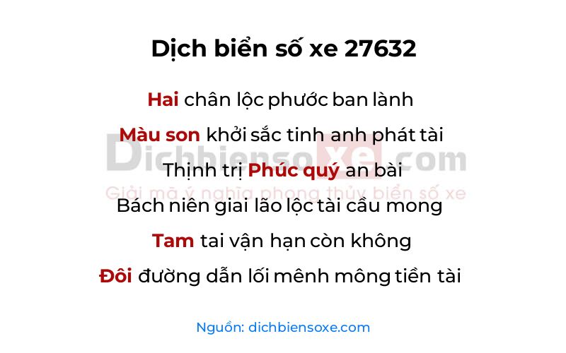 Dịch thơ biển số 27632