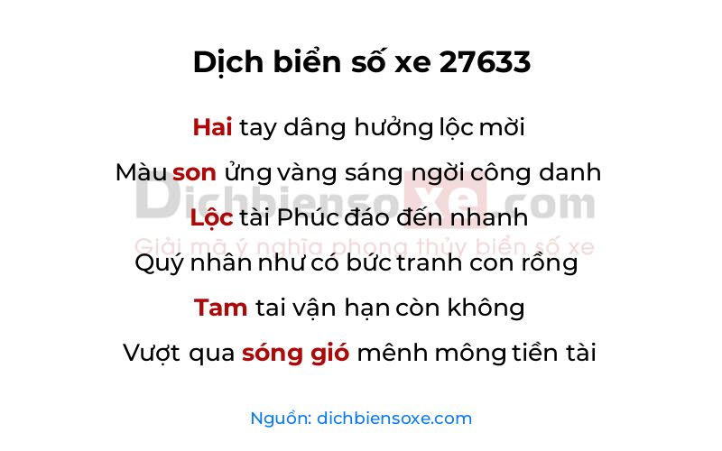 Dịch thơ biển số 27633