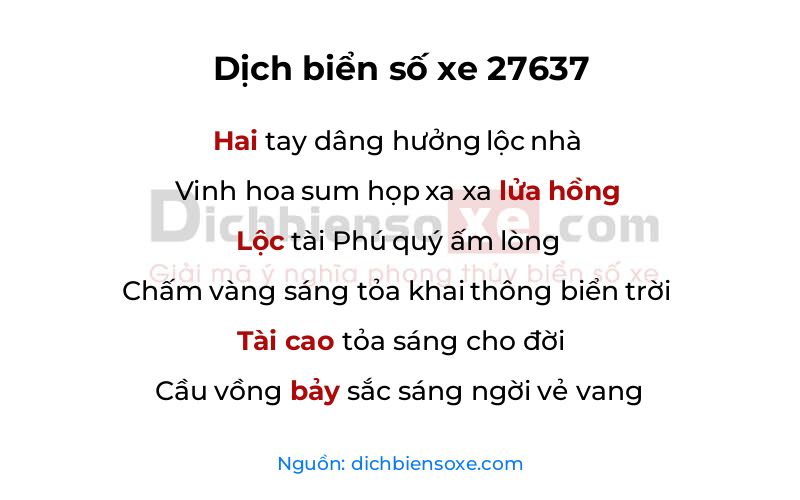 Dịch thơ biển số 27637