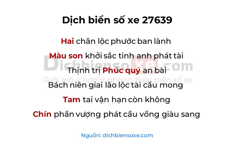 Dịch thơ biển số 27639