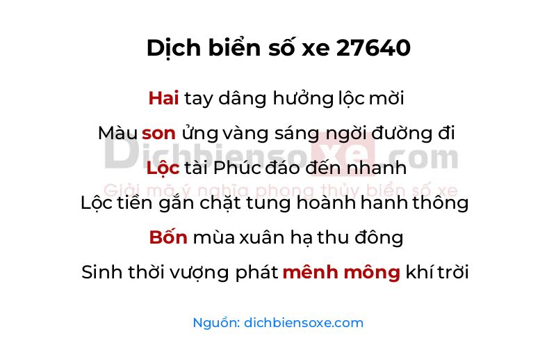 Dịch thơ biển số 27640