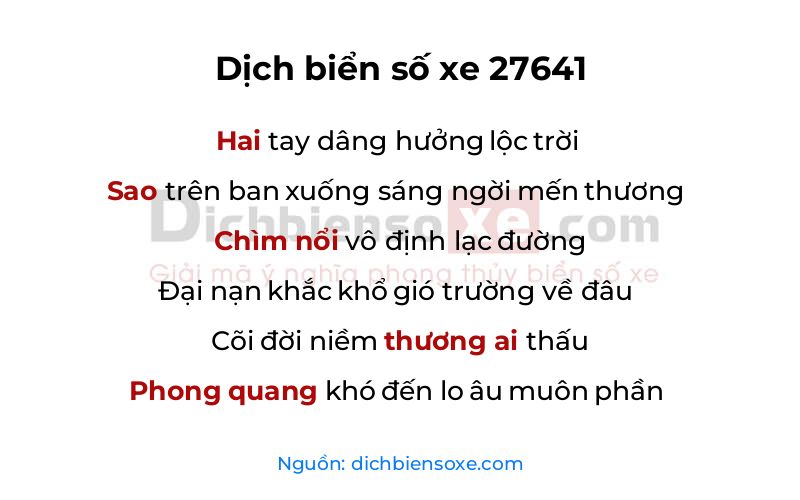 Dịch thơ biển số 27641
