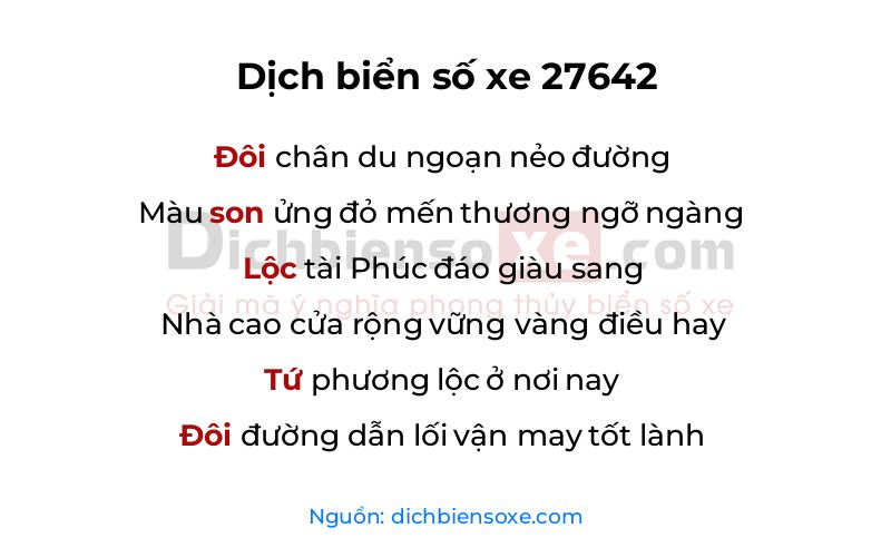 Dịch thơ biển số 27642